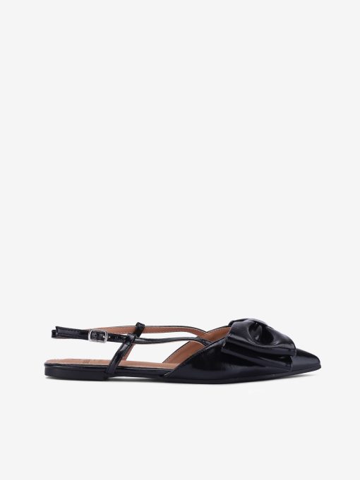 SAPATO RASO SLING BACK COM LAÇO EM FORMA PONTIAGUDA