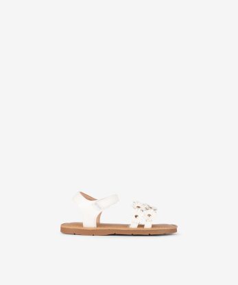 SANDÁLIA DE VELCRO COM APLICAÇÕES DE FLORES