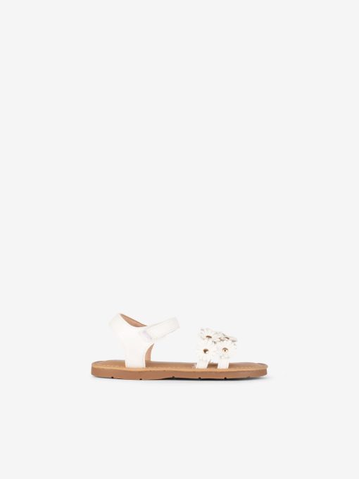 SANDÁLIA DE VELCRO COM APLICAÇÕES DE FLORES
