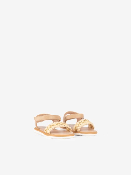 SANDÁLIA DE VELCRO COMBINADA COM PEÇA EM RÁFIA - Image 2