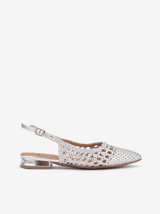 SAPATO SLING BACK ENTRANÇADO METALIZADO DE TACÃO BAIXO - Image 5