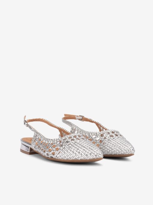 SAPATO SLING BACK ENTRANÇADO METALIZADO DE TACÃO BAIXO - Image 6
