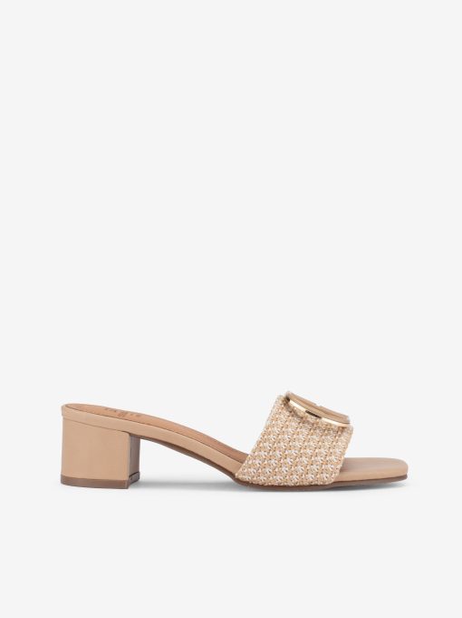 SANDÁLIA MULE DE TACÃO COM APLICAÇÃO