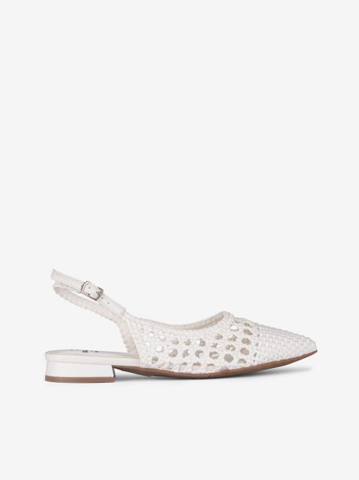 SAPATO SLING BACK ENTRANÇADO METALIZADO DE TACÃO BAIXO