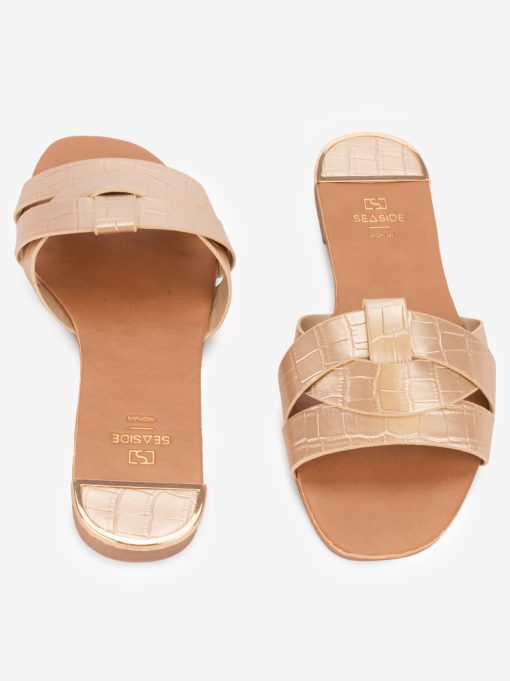 SANDÁLIA RASA COM TIRAS CRUZADAS ESTAMPADAS - Image 9
