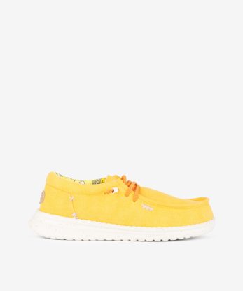 SAPATO EM CANVAS LAVADO DE CORDÃO ELÁSTICO COM SOLA ULTRA LEVE - AMARELO, 40