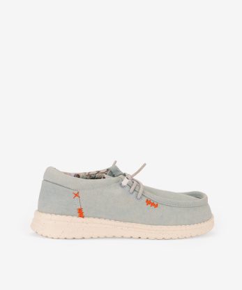 SAPATO EM CANVAS LAVADO DE CORDÃO ELÁSTICO COM SOLA ULTRA LEVE - AZUL, 37