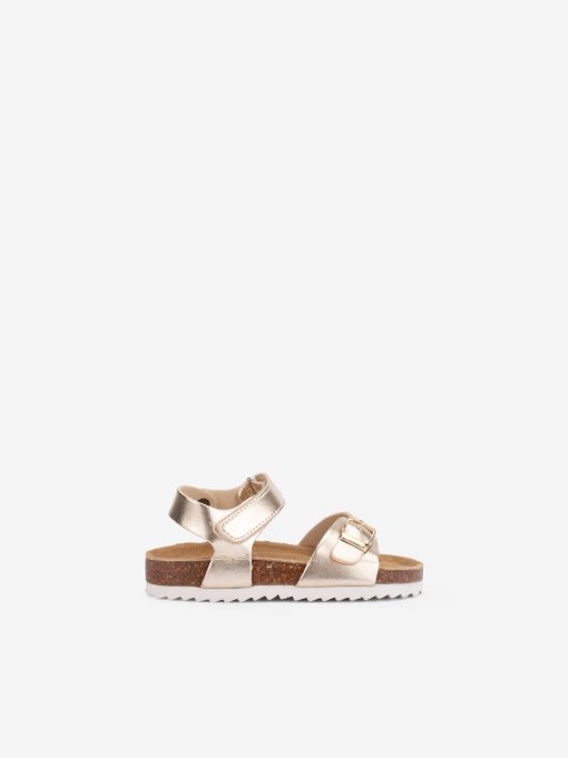 SANDÁLIA BIO METALIZADA COM VELCRO E FIVELA