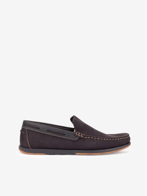 SAPATO MOCASSIM SLIP ON EM PELE NOBUCK COMBINADA