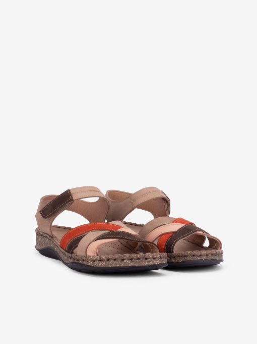 SANDÁLIA EM PELE NOBUCK MULTICOLOR COM TIRAS DE VELCRO EM SOLA CONFORTO - Image 2