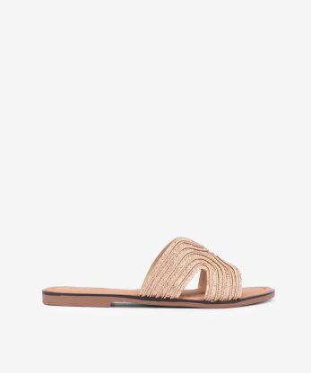 CHINELO RASO EM RÁFIA METALIZADA
