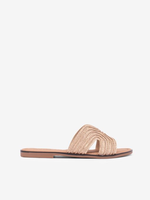 CHINELO RASO EM RÁFIA METALIZADA