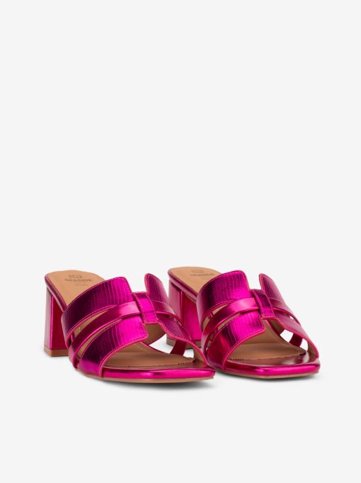 SANDÁLIA MULE METALIZADA DE TACÃO COM PEÇA CRUZADA - Image 2