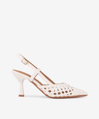 SAPATO SLING BACK DE SALTO COM PEÇA ENTRANÇADA EM FORMA PONTIAGUDA