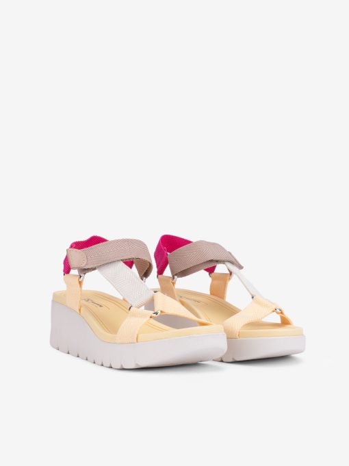 SANDÁLIA ASSIMÉTRICA MULTICOLOR COM FITAS DE VELCRO EM SOLA DE CUNHA - Image 2