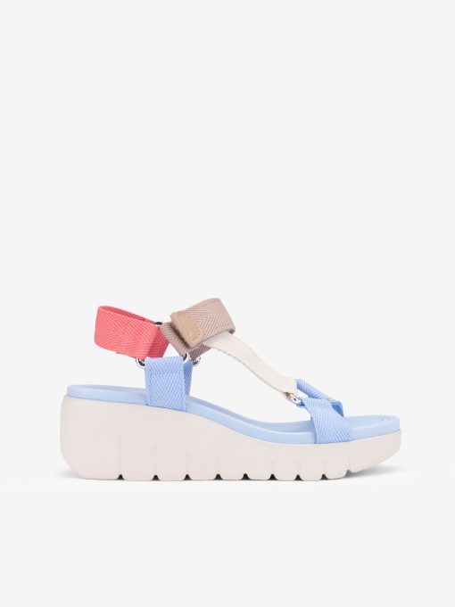SANDÁLIA ASSIMÉTRICA MULTICOLOR COM FITAS DE VELCRO EM SOLA DE CUNHA - Image 3