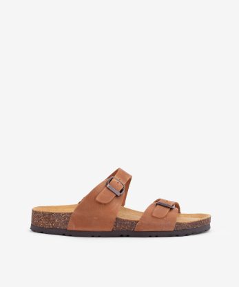 CHINELO EM PELE VINTAGE COM DUPLA FIVELA E PALMILHA BIO