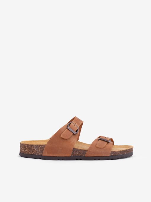 CHINELO EM PELE VINTAGE COM DUPLA FIVELA E PALMILHA BIO