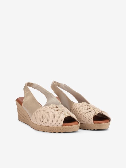 SANDÁLIA DE CUNHA EM PELE ESTAMPADA COMBINADA - Image 2