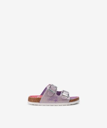 CHINELO FROZEN EM GLITTER ESTAMPADO DE DUPLA FIVELA COM PALMILHA ANATÓMICA