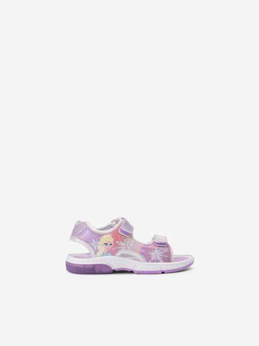 SANDÁLIA FROZEN ESTAMPADA DE VELCROS COM LUZES LED NA SOLA