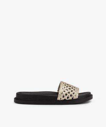 CHINELO METALIZADA ENTRANÇADA COM PALMILHA ANATÓMICA