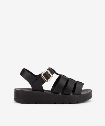 SANDÁLIA ESTILO FISHERMAN DE FIVELA COM SOLA FLEX - PRETO, 36