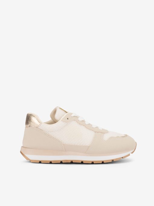 MULTIPIECE COMBINED LACE SNEAKER WITH RETRO RUNNING STYLE SOLE