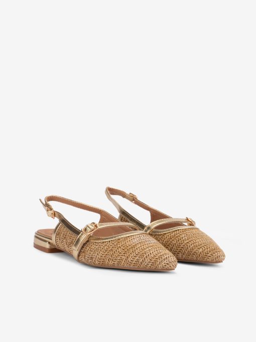 SAPATO MULE SLING BACK MARY JANE EM RÁFIA COMBINADA COM FORMA PONTIAGUDA - Image 2