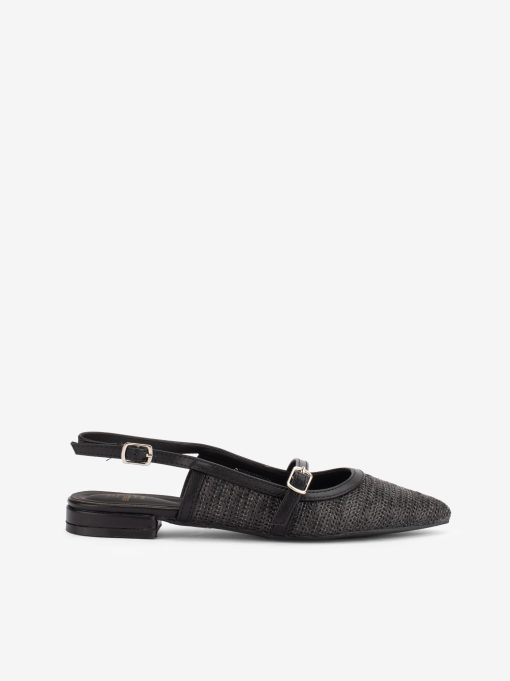 SAPATO MULE SLING BACK MARY JANE EM RÁFIA COMBINADA COM FORMA PONTIAGUDA - Image 3
