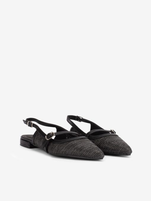SAPATO MULE SLING BACK MARY JANE EM RÁFIA COMBINADA COM FORMA PONTIAGUDA - Image 4
