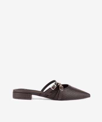 SAPATO MULE MARY JANE EM RÁFIA COM FORMA PONTIAGUDA - PRETO, 39