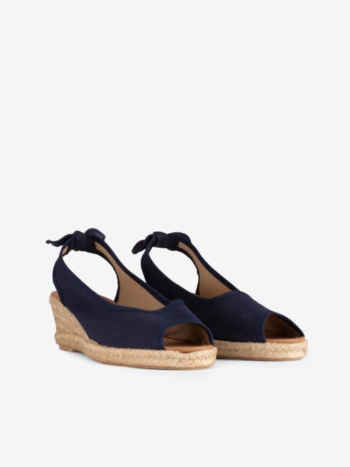 SANDÁLIA PEEP TOE EM CANVAS COM SOLA DE CUNHA CORDA - Image 2
