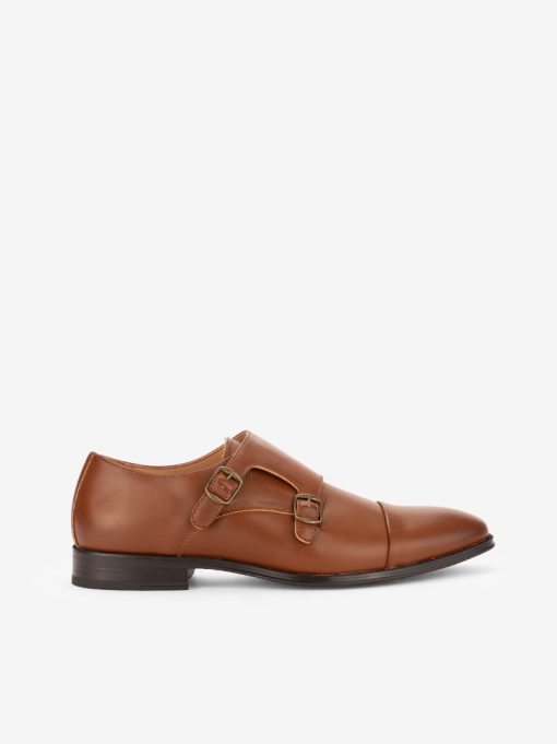 SAPATO MONK DUPLA FIVELA ESTILO CLÁSSICO COM CAP TOE
