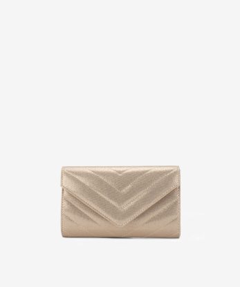 MALA CLUTCH DE FESTA ESTILO ENVELOPE METALIZADA ACOLCHOADA COM ALÇA REMOVÍVEL TIRACOLO NO INTERIOR
