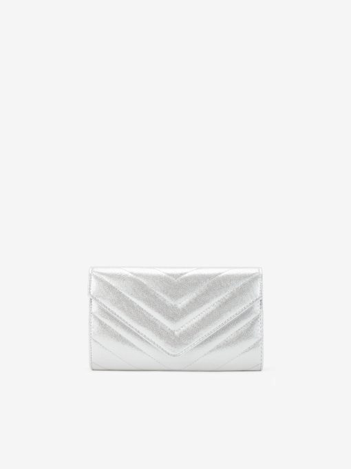 MALA CLUTCH DE FESTA ESTILO ENVELOPE METALIZADA ACOLCHOADA COM ALÇA REMOVÍVEL TIRACOLO NO INTERIOR