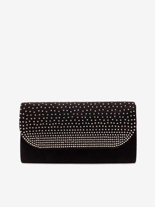 MALA CLUTCH DE FESTA ESTILO ENVELOPE EM VELUDO DECORADA EM CRISTAIS COM ALÇA REMOVÍVEL TIRACOLO NO INTERIOR