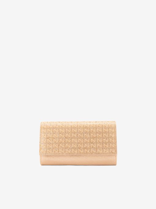 MALA CLUTCH DE FESTA ESTILO ENVELOPE DECORADA EM CRISTAIS COM ALÇA REMOVÍVEL TIRACOLO NO INTERIOR
