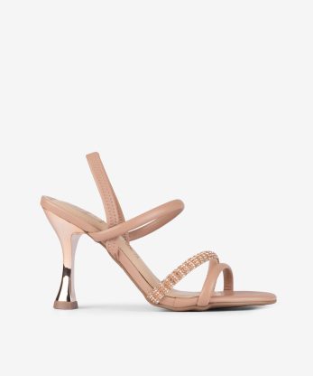 SANDÁLIA DE SALTO EM NAPA DE ELÁSTICO - CAMEL, 38