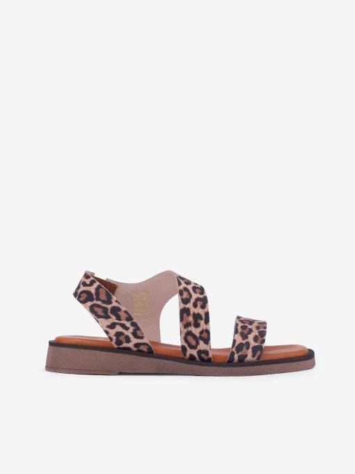 SANDÁLIA ASSIMÉTRICA EM PELE ESTAMPADA LEOPARDO