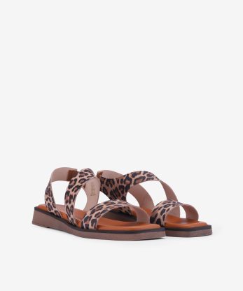 Alternative view of SANDÁLIA ASSIMÉTRICA EM PELE ESTAMPADA LEOPARDO