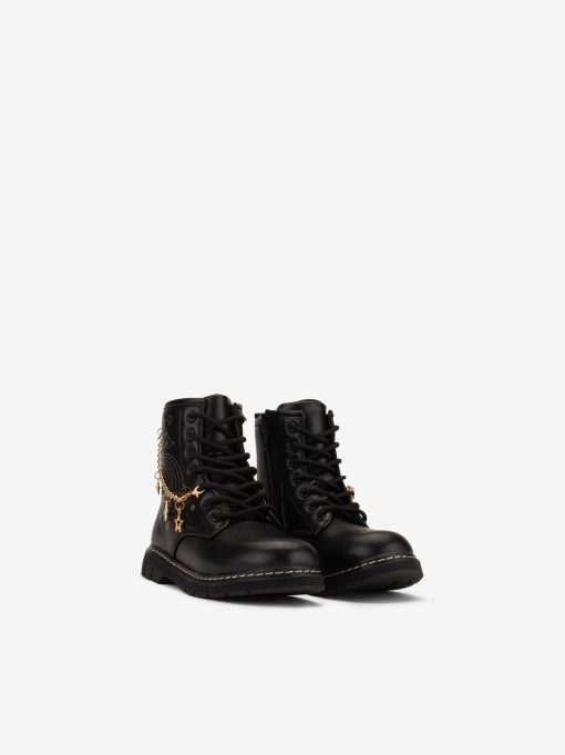 BOTA ESTILO MILITAR DE ATACADOR ESTAMPADA COM APLICAÇÃO DE CORRENTE METÁLICA - Image 2