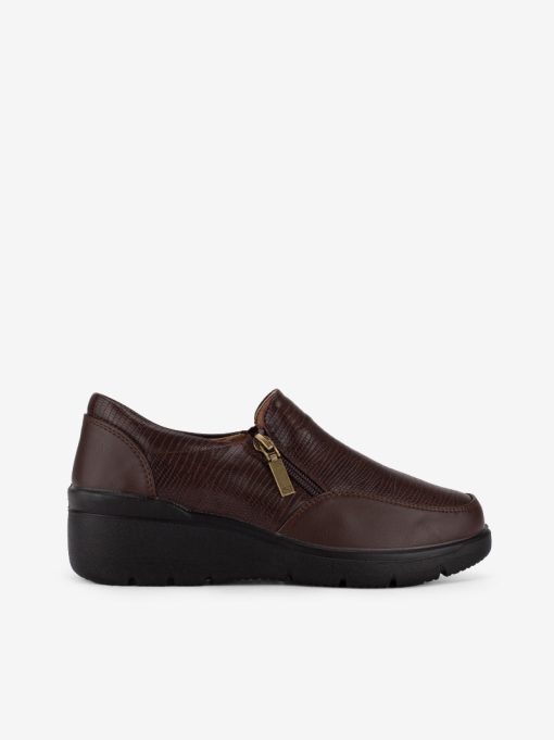 SAPATO SLIP ON SIDEFLEX COMBINADO DE FECHO COM SOLA DE CUNHA CONFORTO