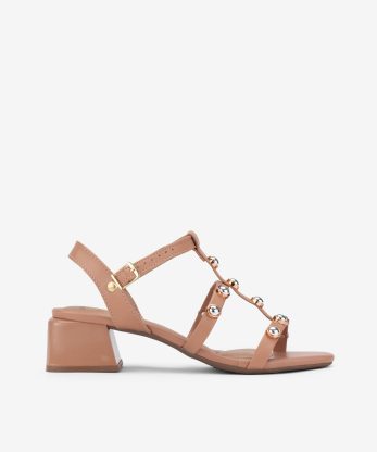 SANDÁLIA EM NAPA COM APLICAÇÕES - CREME, 38
