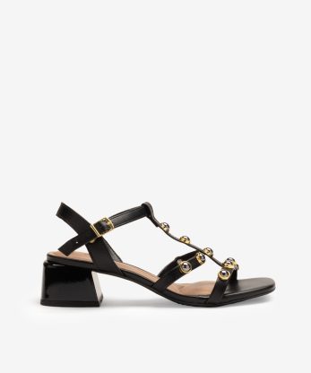 SANDÁLIA EM NAPA COM APLICAÇÕES - PRETO, 39