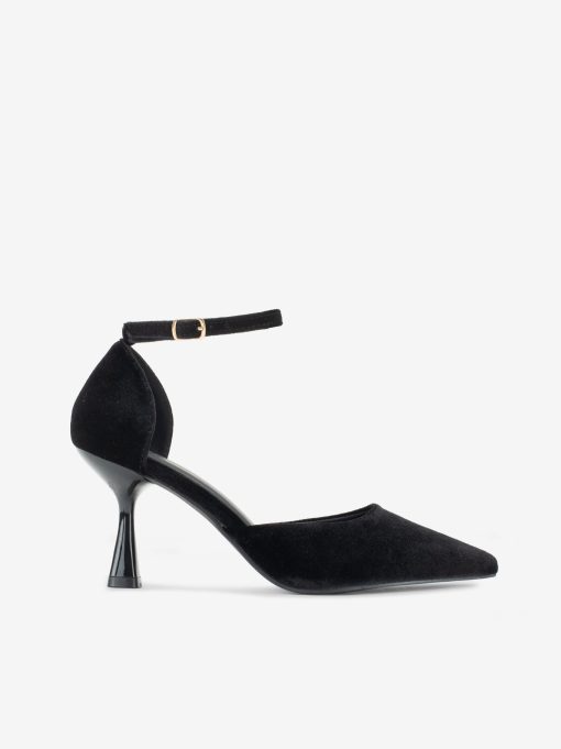 SAPATO PUMP ABERTO LATERAL DE SALTO EM VELUDO - Image 3