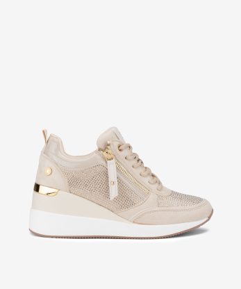 SAPATILHA DE CUNHA COM CRISTAIS