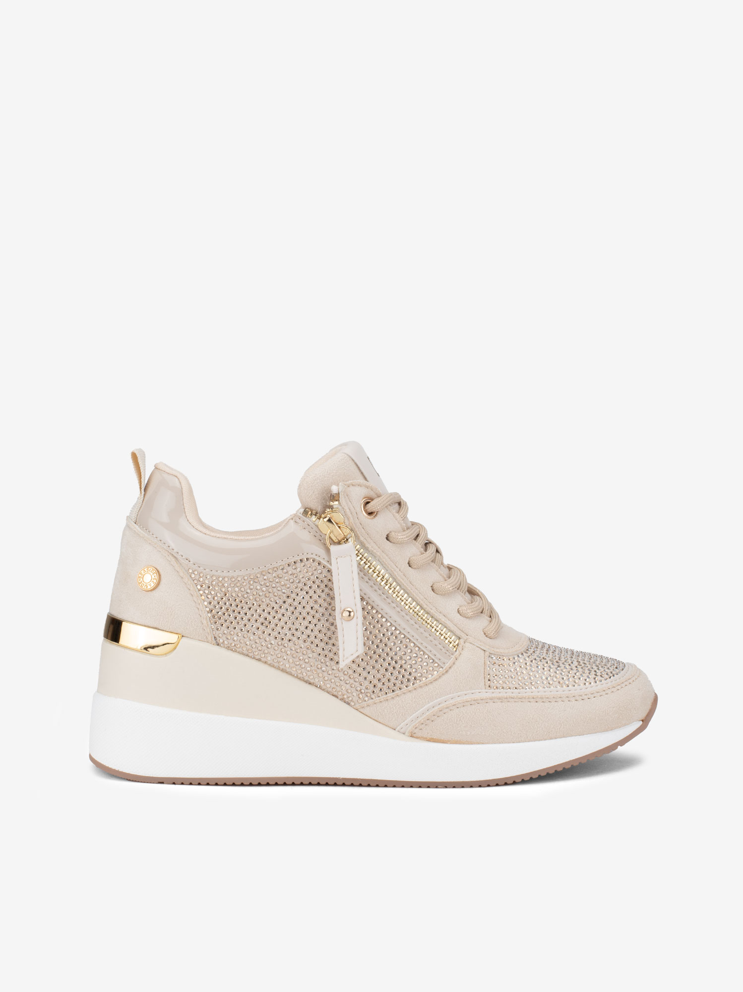 SAPATILHA DE CUNHA COM CRISTAIS