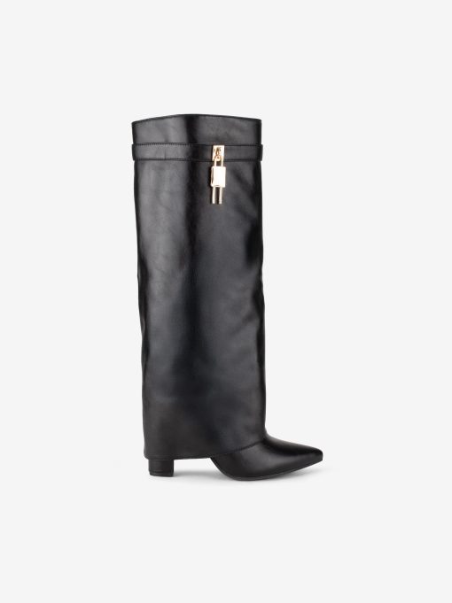 BOTA ALTA DE TACÃO COM POLAINA