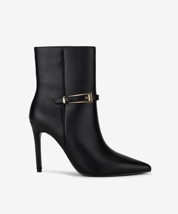 BOTIM DE SALTO ALTO EFEITO PELE - PRETO, 38